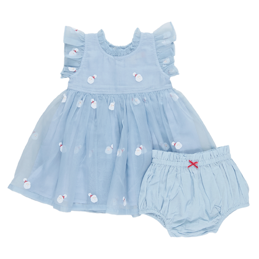 Pink Chicken Baby Girls Organza Jennifer Dress Set in Winter Santa 50% OFF - FINAL SALE