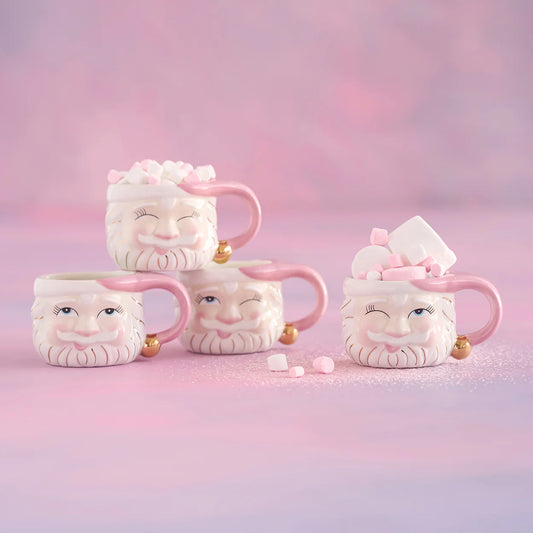 Glitterville Papa Noel in Pink Mug, White